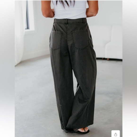 Double Zero Pleated High Rise Wide Leg Pants Black Pockets Womens Size Large - Picture 3 of 11